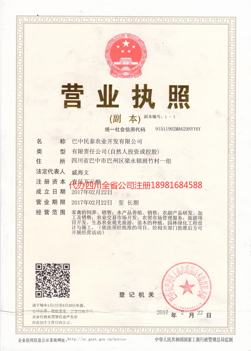 武胜武胜民泰农业开发有限公司